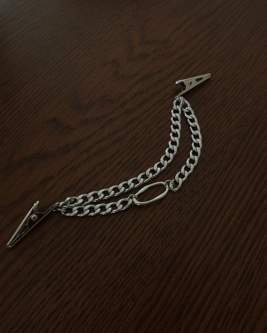 Dual Chain Clip 14K Organic Pendant