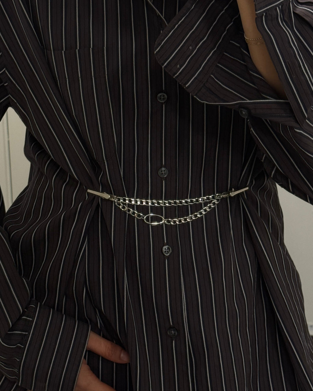 Dual Chain Clip 14K Organic Pendant